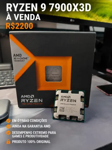 AMD Ryzen 9 7900X3D AM5 - Na Garantia, Impecável (Completo com Caixa)