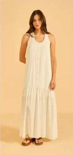Vestido Feminino em Viscose Alças reguláveis Tamanho:G co: Off White: