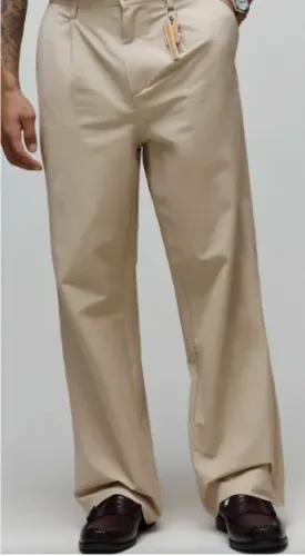 Calça psycho bunny malik wide leg bege nova
