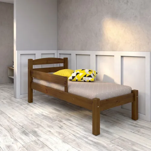 Cama de Solteiro Madeira Maciça com Grade 