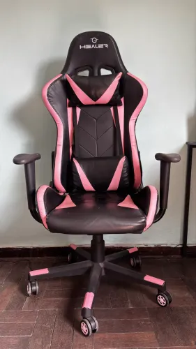 Cadeira Gamer Sniper Preta e Rosa Healer