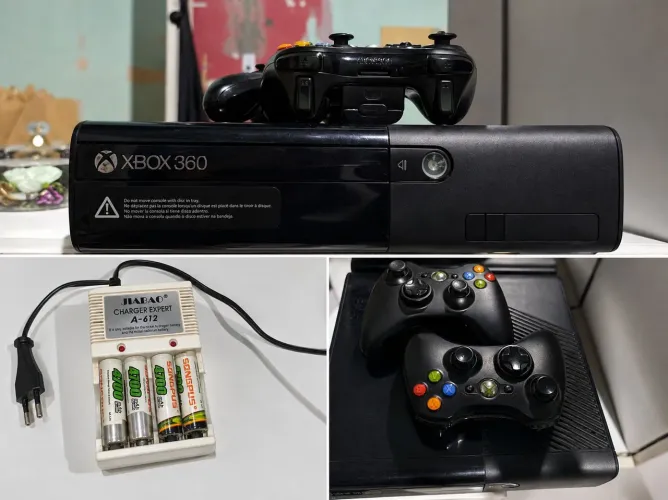 Xbox 360 super slim , 2 controles e 107 jogos no HD