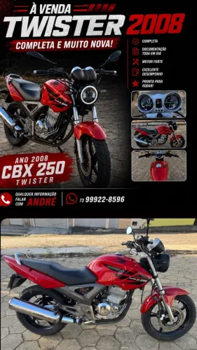 Vende uma moto cbx 250 Twister 2008