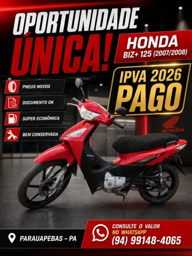 Honda Biz+ 125 2007/2008 | Pneus Novos | Doc em Dia