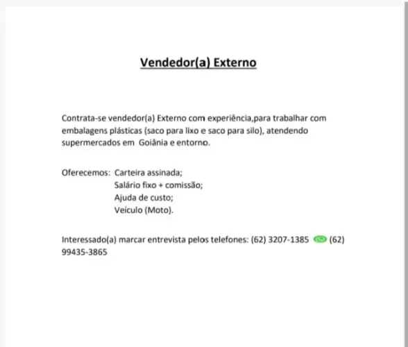 Vendedor(a) Externo