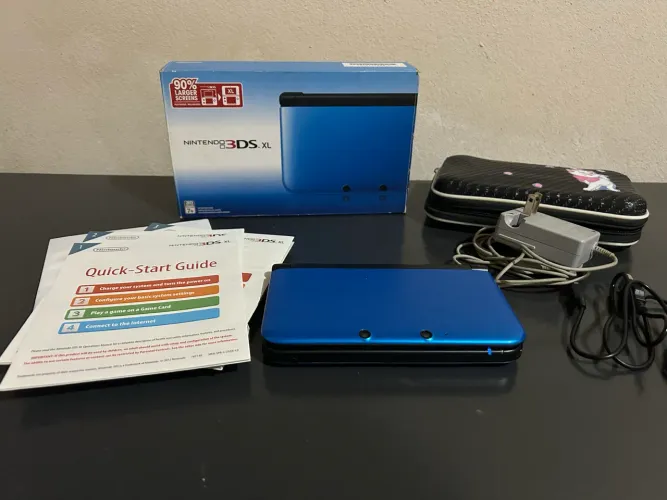 Nintendo 3DS XL Azul Desbloqueado + Caixa Original + Cartão 32 GB