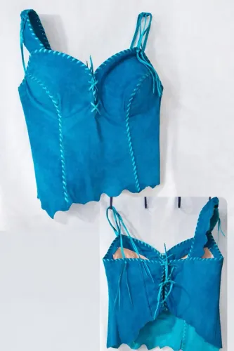 Croped de couro legítimo 