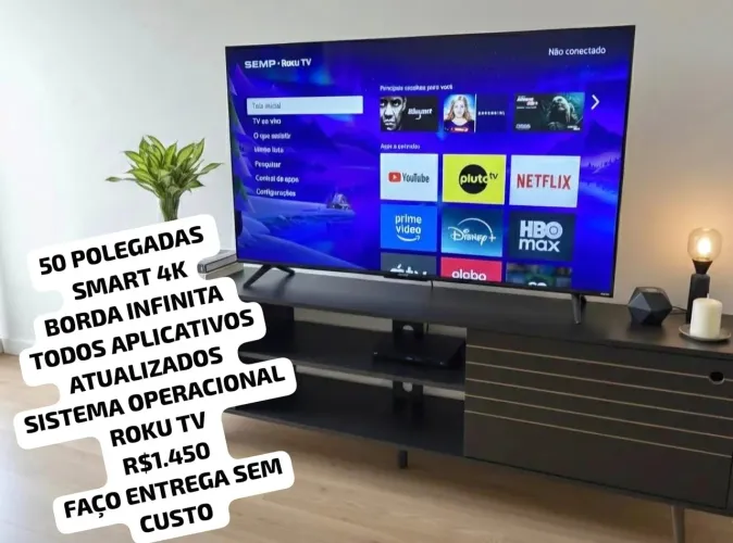 50 POLEGADAS 4K BORDA INFINITA 300 CANAIS FAÇO ENTREGA DEIXO INSTALADA GARANTIA 3 MESES