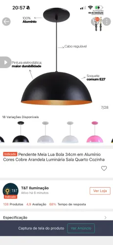 Pendente cúpula