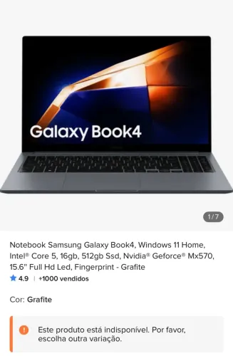 Notebook Samsung BOOK 4