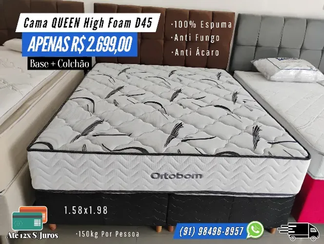CAMA QUEEN D45 HIGH FOAM ORTOBOM 