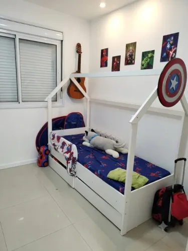 Cama Infantil Montessoriana Com Gavetas Branca