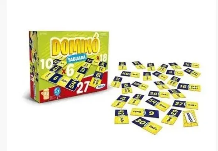 Brinquedo Educativo e Pedagógico Domino Tabuada Xalingo 28 Peças