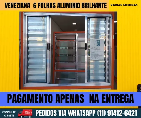Veneziana Aluminio brilhante 1,00X1,20 cod 336 - pagamento na entrega- frete a/c