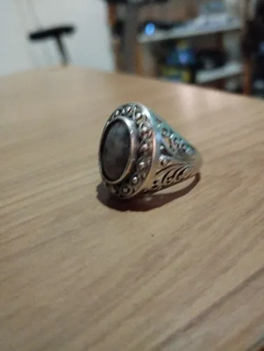 Jóia em prata com pedra da lua cravejada vintage 