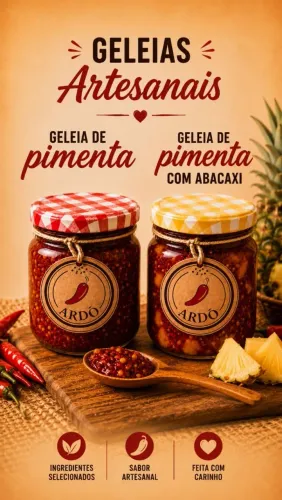 Kit Geleias, 6 potes de Geleia de Pimenta e Geleia de Pimenta com Abacaxi - 225g cada pote
