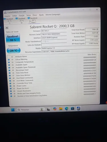 SSD 2TB NVME (99% saúde)