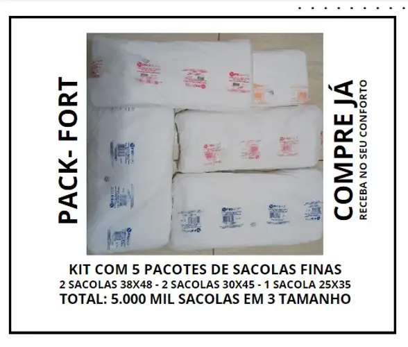 SACOLAS FINAS - KIT COM 5 PACOTES