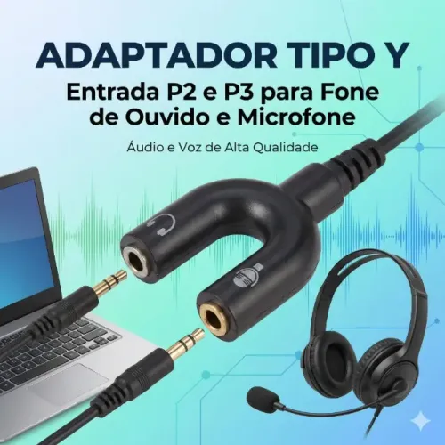 Adaptador Tipo Y KP-HM005 Entrada P3 Saída 2x P2 para Fone de Ouvido e Microfone branco