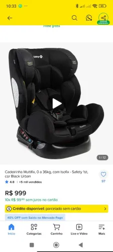 Cadeirinha carro bebê Safet 1st