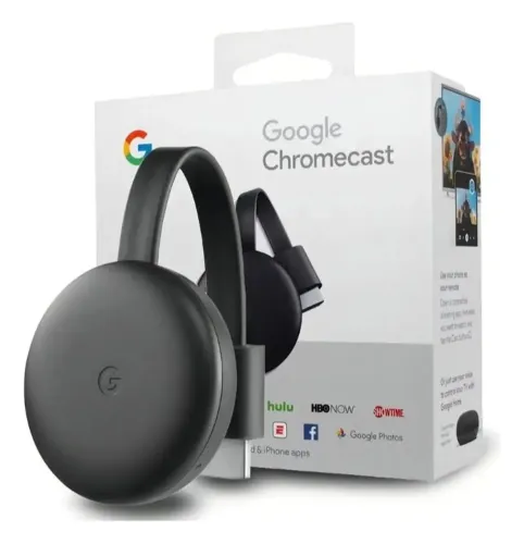 Streaming de mídia em Full HD do Google Chromecast 3 em preto. Cor: Carvão vegetal