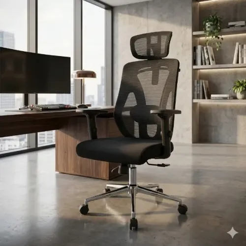 Cadeira Presidente Tela MK-4010 Preta Ergonômica Conforto Executivo Premium LuxoMaxX 30029
