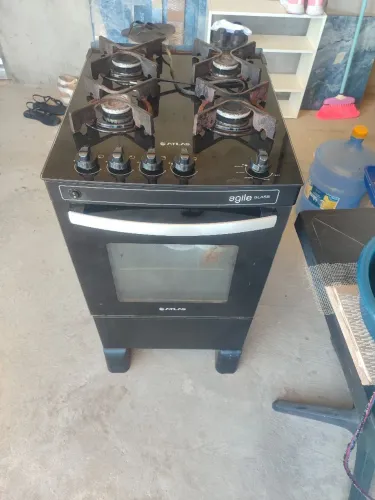 Fogão Atlas Agile Glass 4 Bocas - Mesa de Vidro Temperado Preto