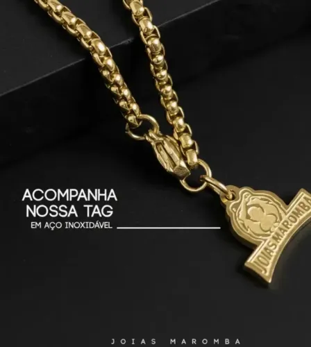 COLAR DE AÇO INOX BANHADO A OURO 18 k