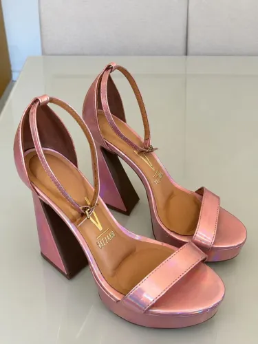 Sandália Vizzano Rosa Metalizada / Holográfica - Meia Pata