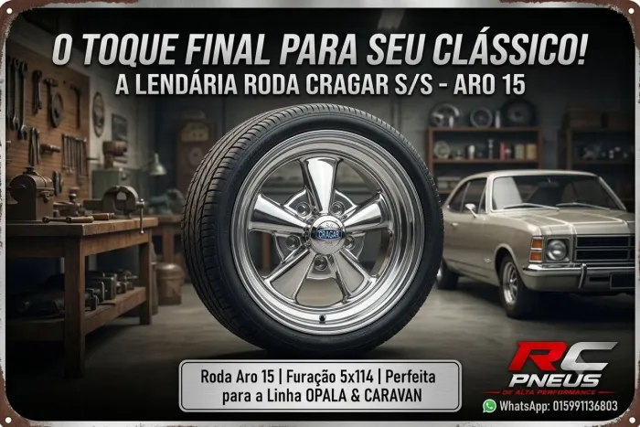 Jogo de rodas aro 15 réplica Cragar cromadas