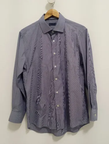 camisa via veneto listrada azul g