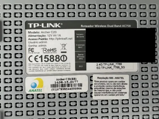 Roteador TP-Link Archer C20 AC750 Dual Band 2.4G/5G