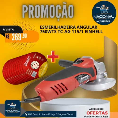 Esmerilhadeira Angular Tipo Makita 115 mm 750WTS TC-AG 115/1 Einhell