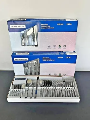 PROMOÇÃO-Jogo de Talheres Em Aço Inox Tramontina 24 Peças NOVO