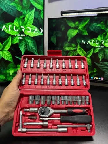 Kit Ferramenta 46 Peças com Catraca e Soquetes FRETE GRÁTIS PRONTA ENTREGA