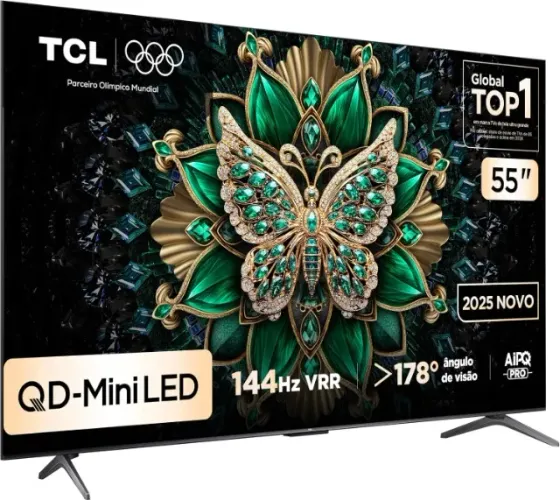 smart tv 55" TCL MINILED 55C6k, nova na caixa, plastico na tela, nota fiscal de 02/08/25