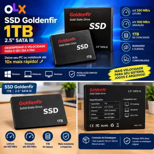 SSD Goldenfir 1TB 2.5" SATA 3 - NOVO (Na Caixinha / Lacrado)