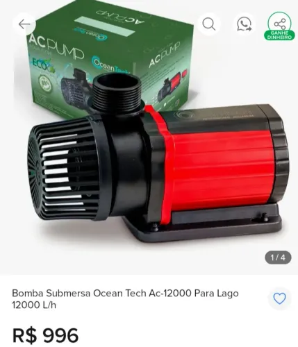 Bomba para lago 12000 litros 6 meses uso