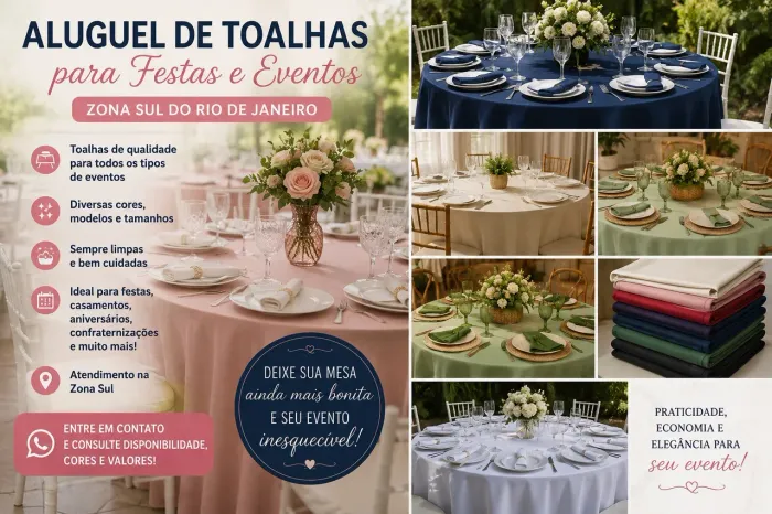 Aluguel de Toalhas para Festas e Eventos - Zona Sul RJ