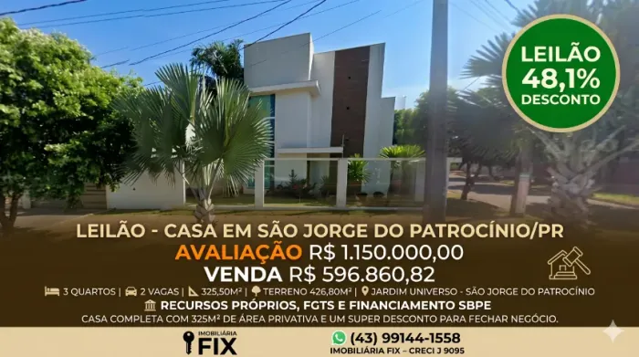 Casa completa com 325m² de área privativa e um super desconto para fechar negócio.