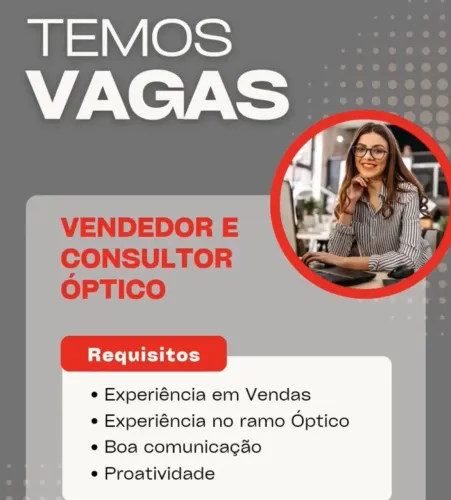 Vaga para vendedora em otica centro de santa rita!!!