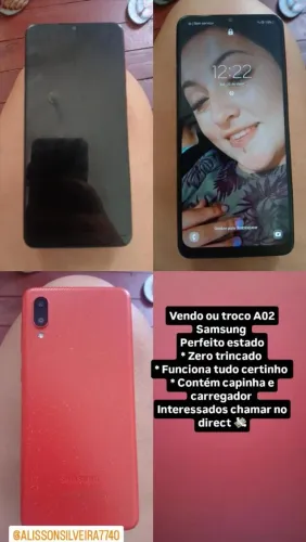 Celular Samsung A02 completo e capinha