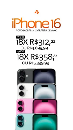 IPHONE 16 COM 128GB OU 256GB, LACRADOS+GARANTIA DE UM ANO