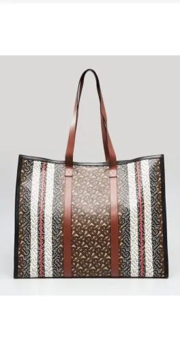 Burberry Bridle Brown Monogram E-Canvas Stripe