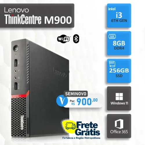 Mini CPU Lenovo - i3 6ª GER - SSD 256GB - RAM 8GB - WIN 11 - Office 365 - Parcelo em 10X