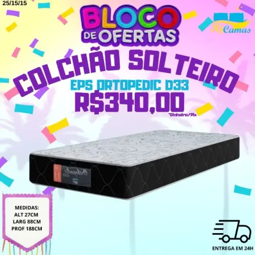 Colchão ortopédico solteiro D33 (Pague na entrega)