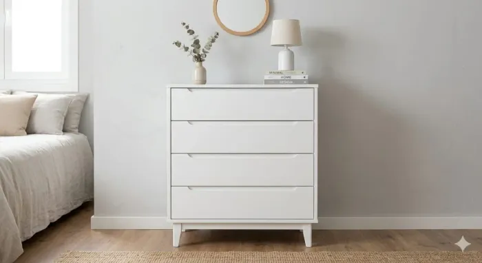 Cômoda em mdf branco.