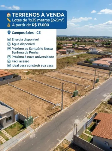 Terreno de 245m² em campos sales Ce por apenas R$ 17.000