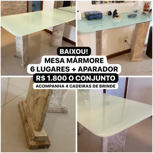 Vendo Conjunto Mesa + Aparador em Mármore