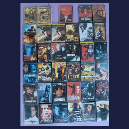 Lote de DVDs com capa (Filmes do Steven Seagal, Schwarzenegger...) vir buscar/enviar app